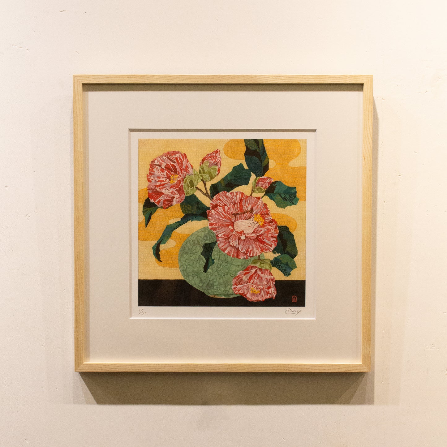 Yuko Kurihara "Celadon and Camellia" Giclee print ( Edition No. &
signature)(size:big)(sheet only)