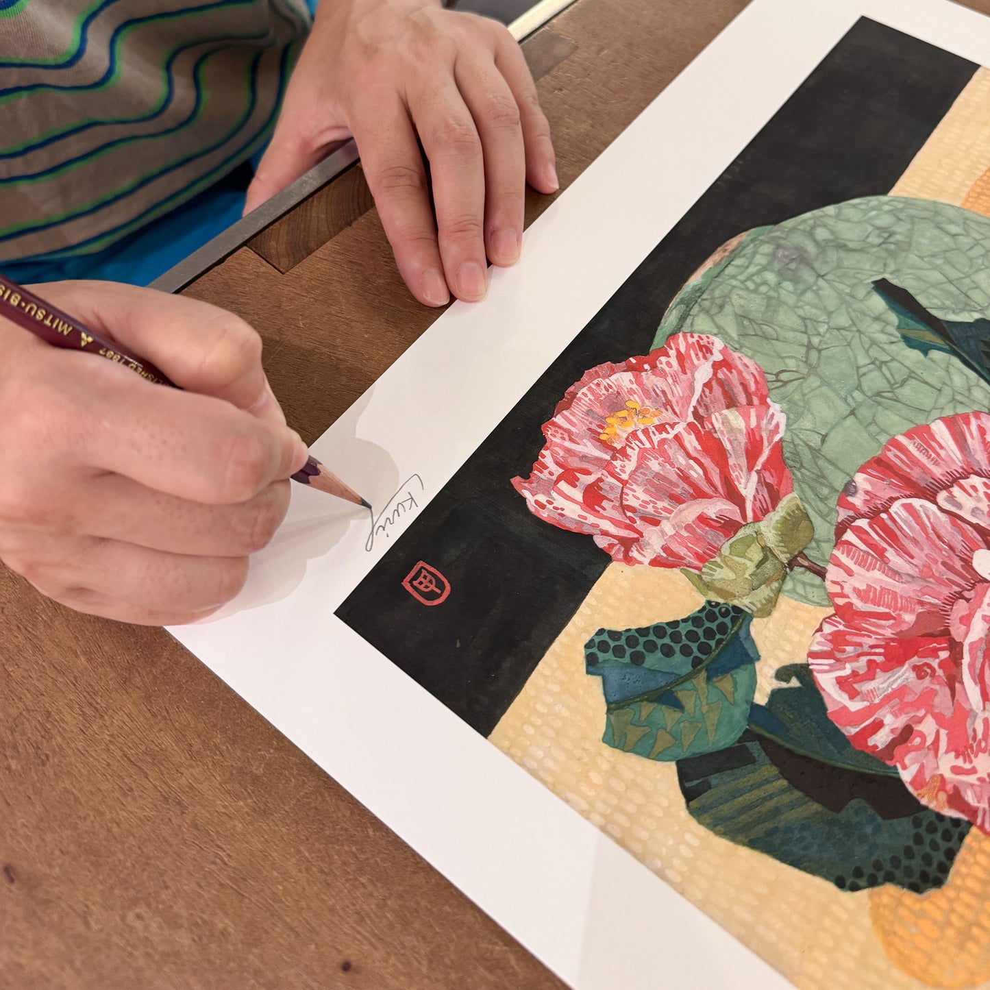 Yuko Kurihara "Celadon and Camellia" Giclee print ( Edition No. &
signature)(size:big)(sheet only)