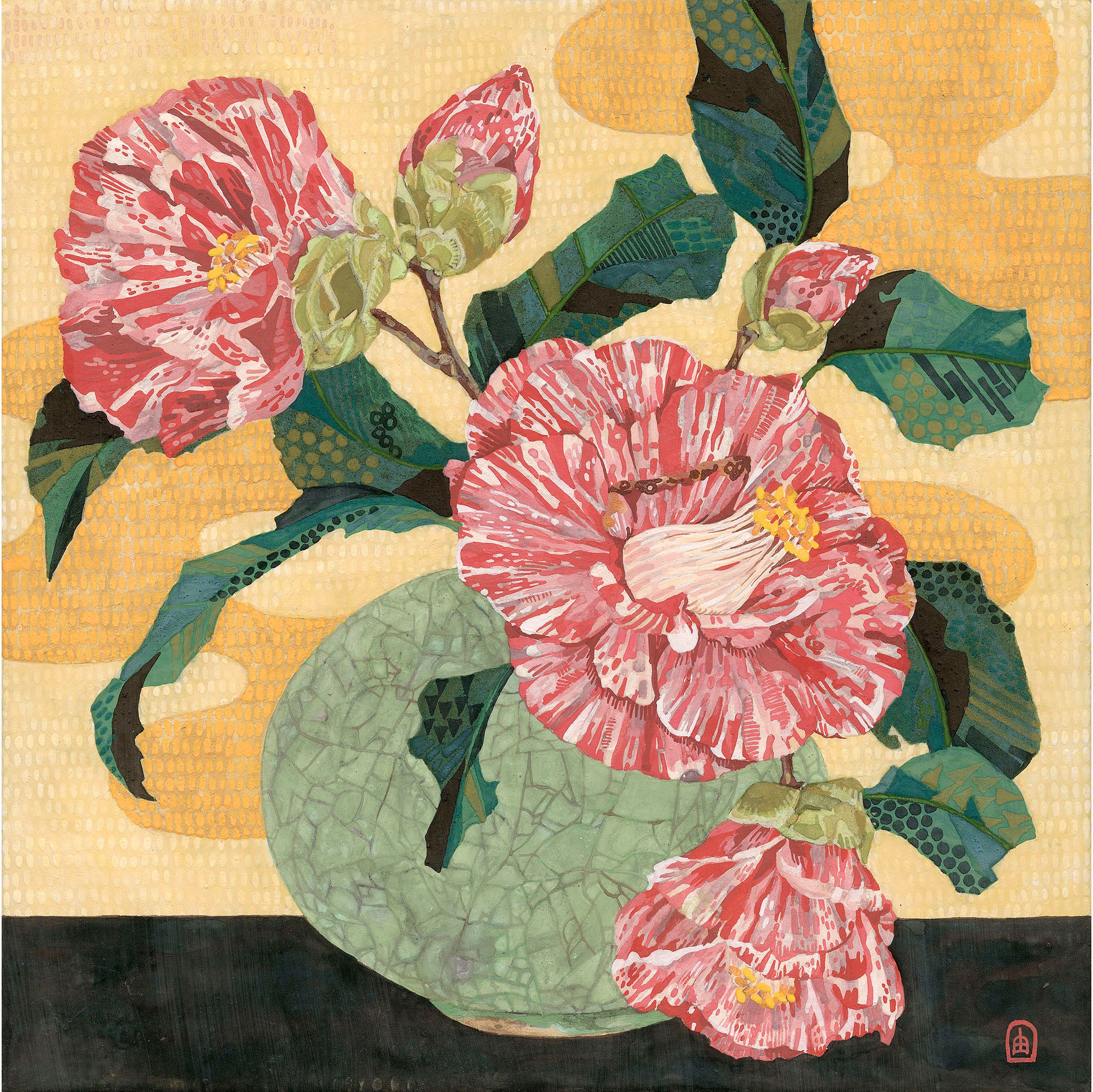 栗原由子『青磁と椿』ジークレー版画 ( Edition No. & サイン入り)(サイズ:大)(シートのみ) – KAIGADO ...